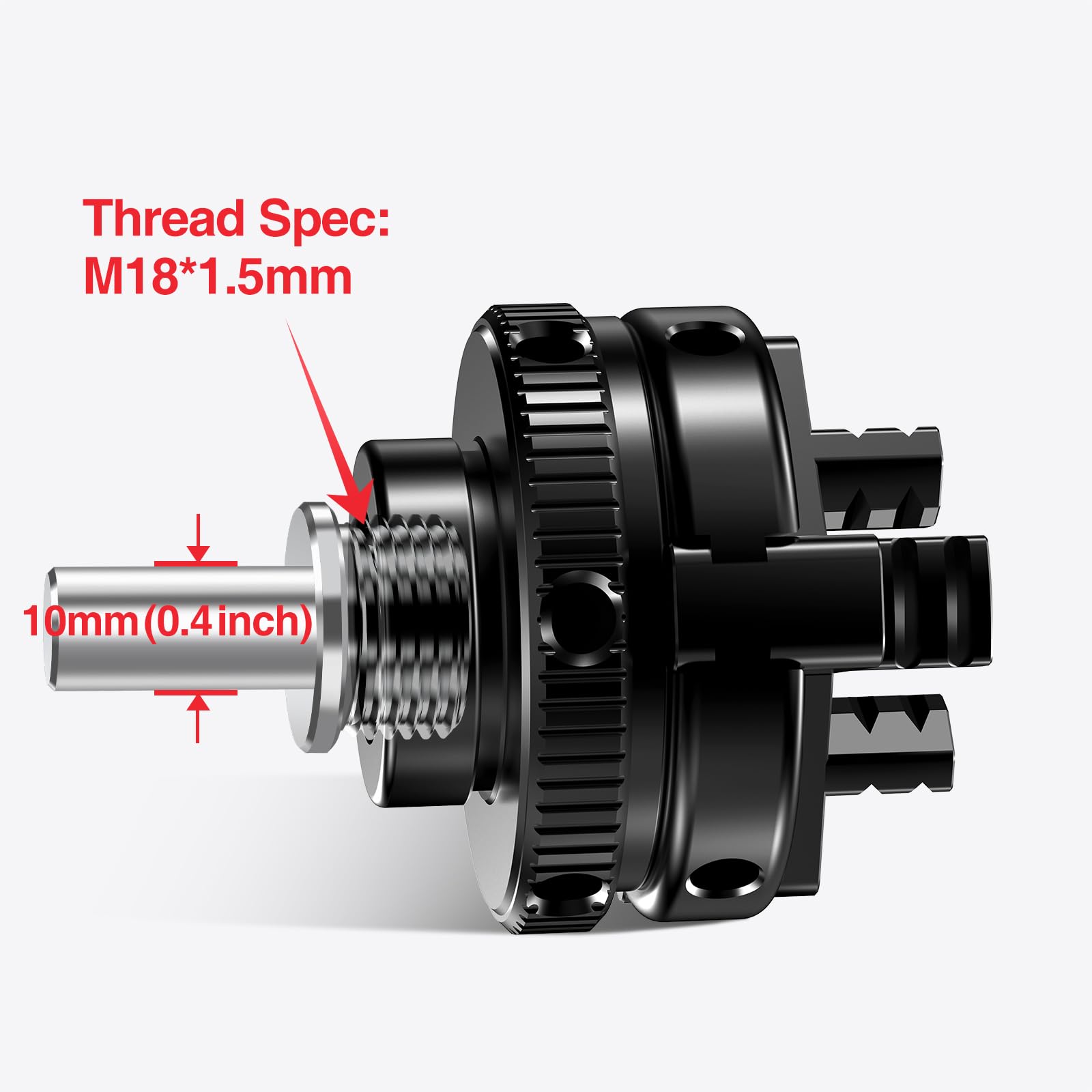 ArtyMaster M18x1.5 thread with 0.4 inch connector enables easy tool attachment.