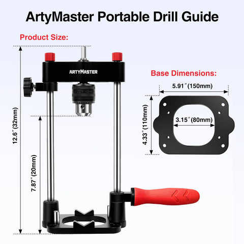 ArtyMaster portable drill press attachment enables accurate drilling anywhere