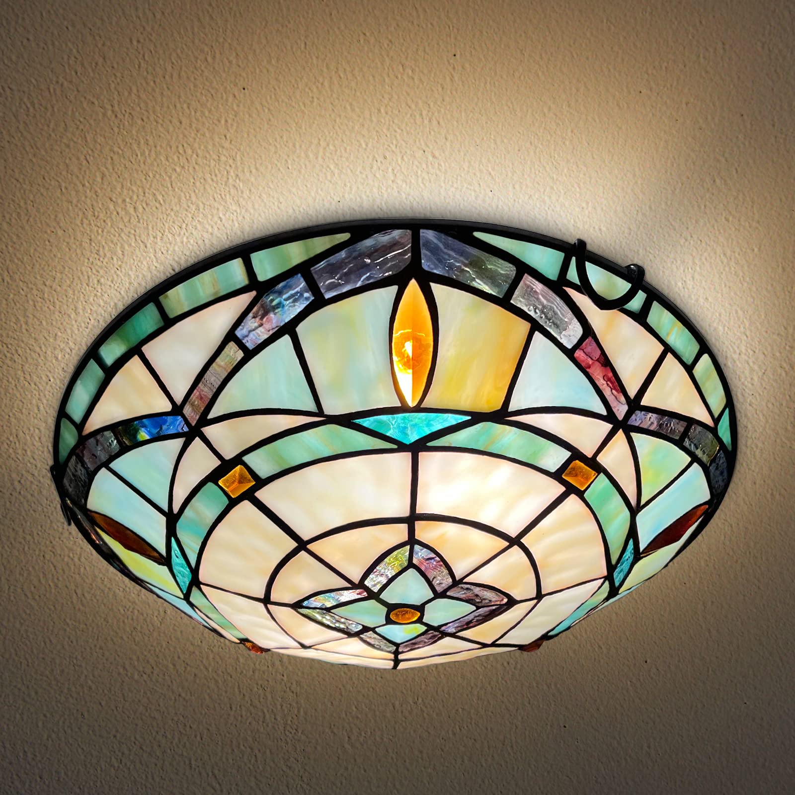 ARTZONE stained-glass panel light highlighting colorful glass for vintage décor