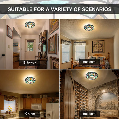 ARTZONE Tiffany ceiling fixture showcases durable stained glass craftsmanship