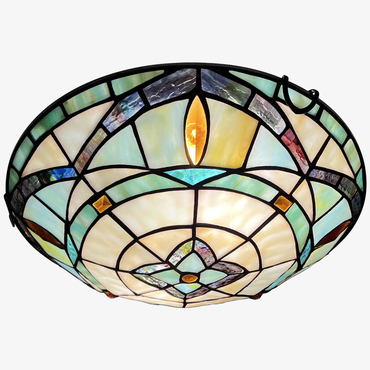 ARTZONE Tiffany ceiling light with stained glass for a warm living room glow