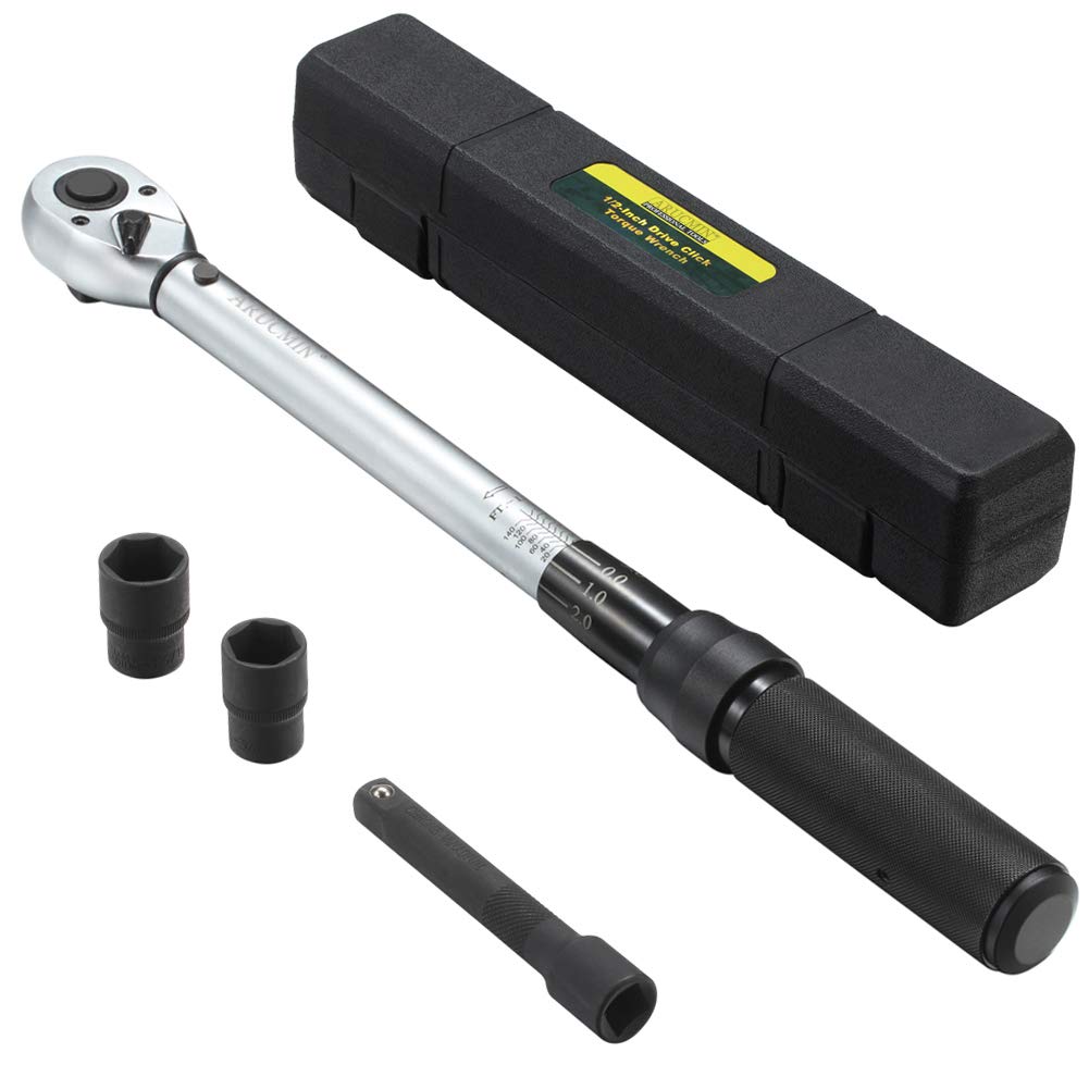 ARUCMIN half-inch drive torque wrench close-up showing robust build and precise grip.