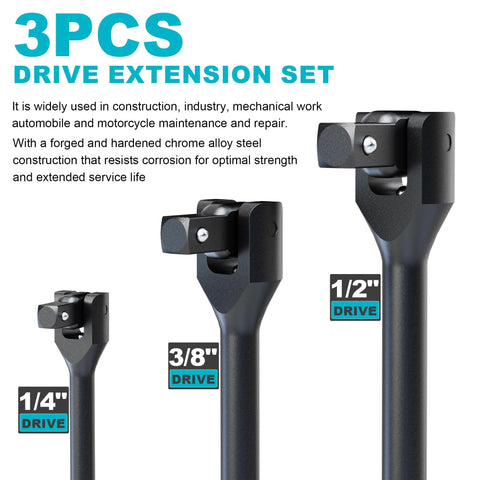 Arwealxs 12-inch breaker bar with 3/8 drive tackles stubborn bolts with extra reach.