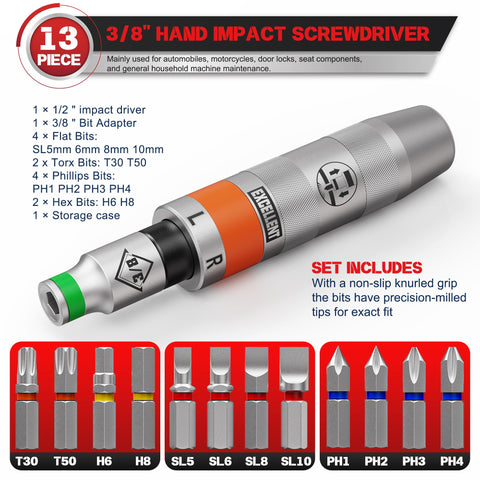 Arwealxs bit set with Phillips, slotted, hex and Torx bits for versatile repairs.