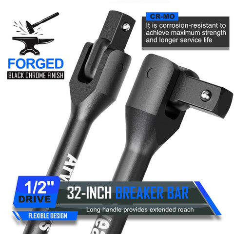 Spring-loaded detent keeps sockets secure while loosening tough bolts.