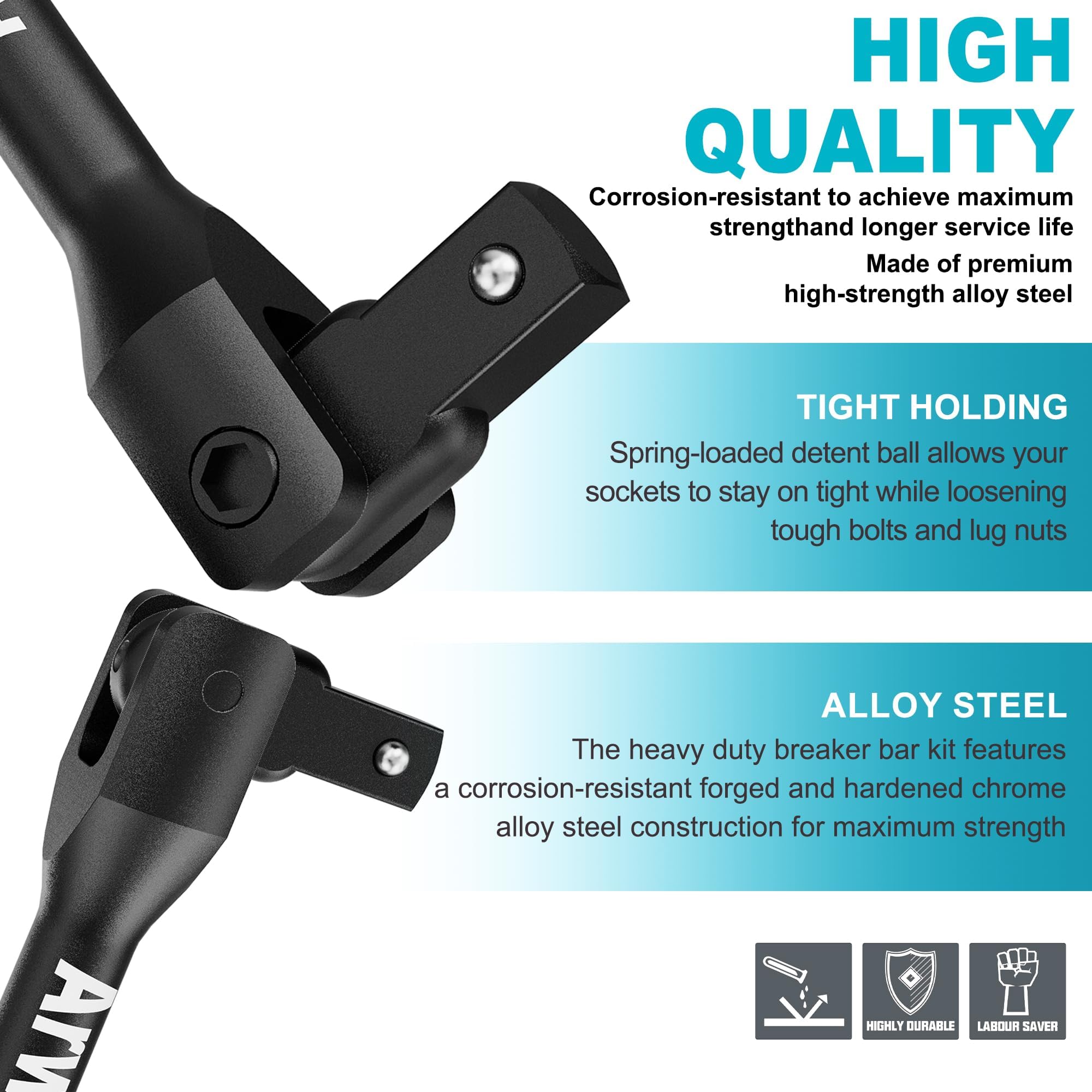 Arwealxs extension breaker bar set demonstrates multi-angle reach during repairs.