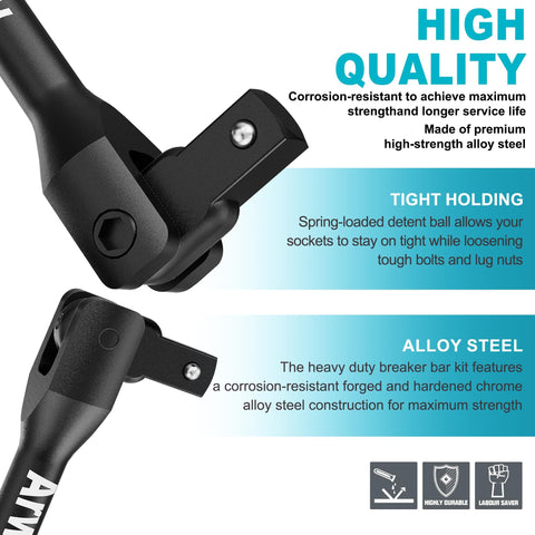 Arwealxs extension breaker bar set demonstrates multi-angle reach during repairs.