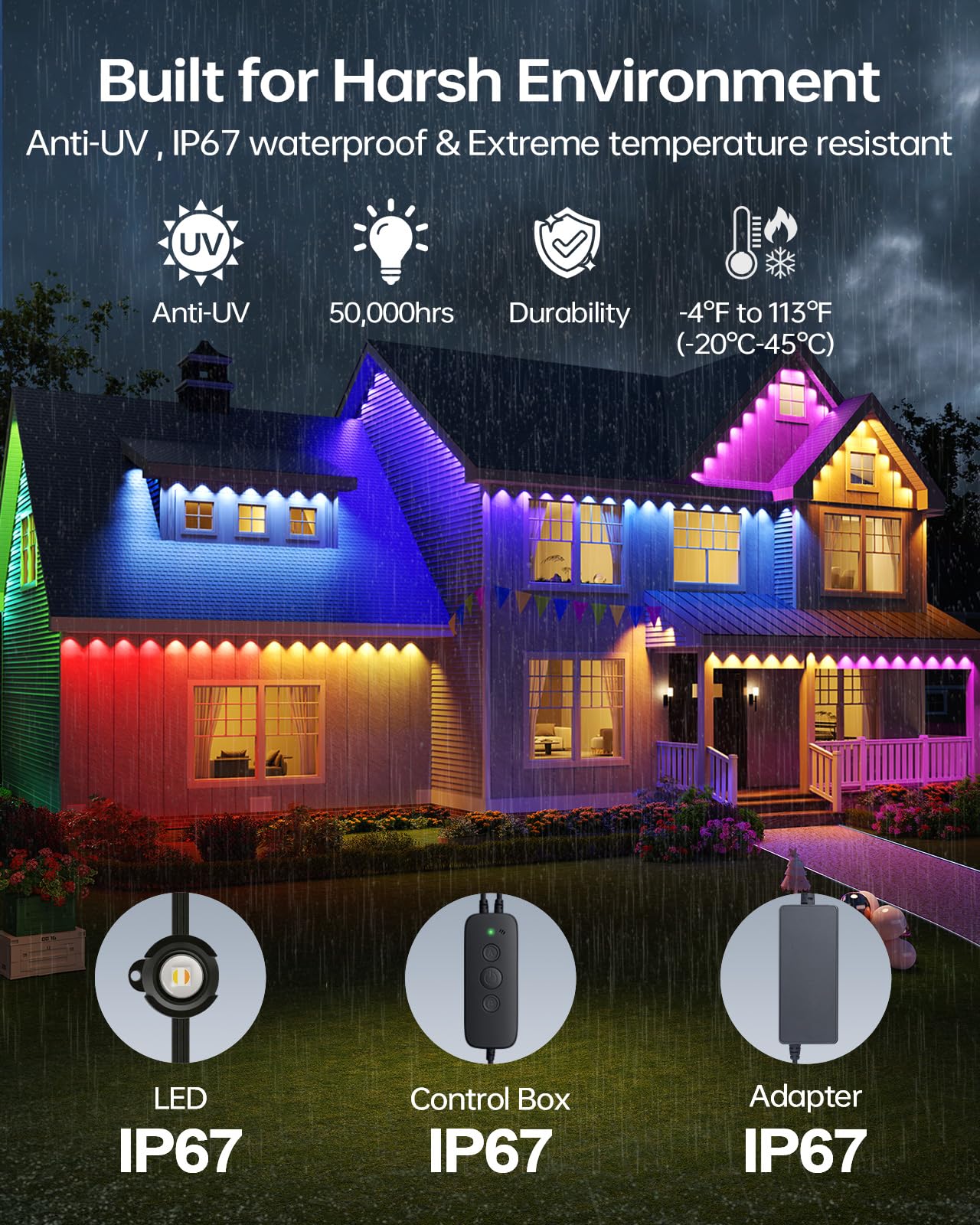 ASAHOM S107B 2700K-6500K range for warm to cool accents across outdoor spaces