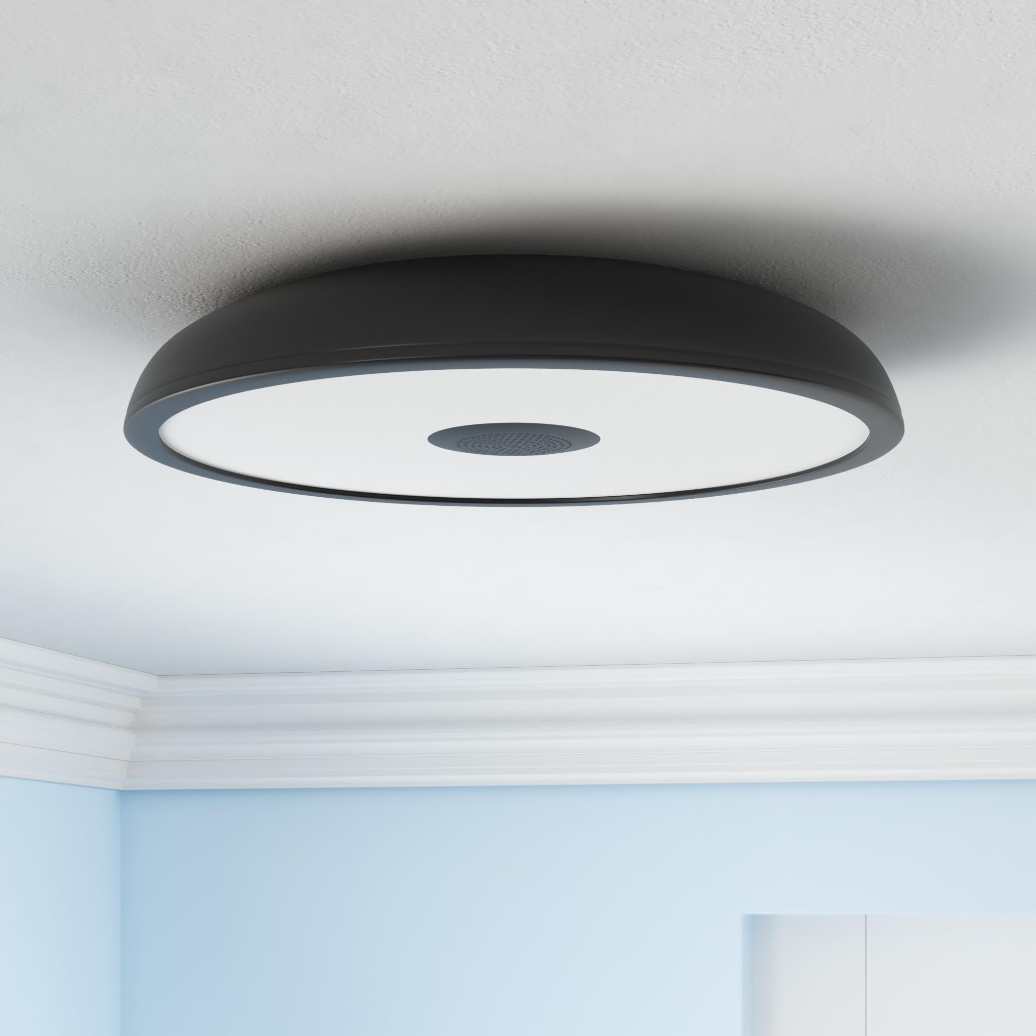 ASALL ceiling light showing Bluetooth pairing setup for streaming audio.