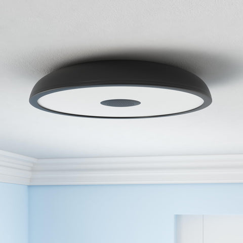 ASALL ceiling light showing Bluetooth pairing setup for streaming audio.