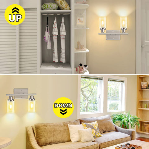 Ascher 2-light wall sconce brushed nickel side angle shows slim profile