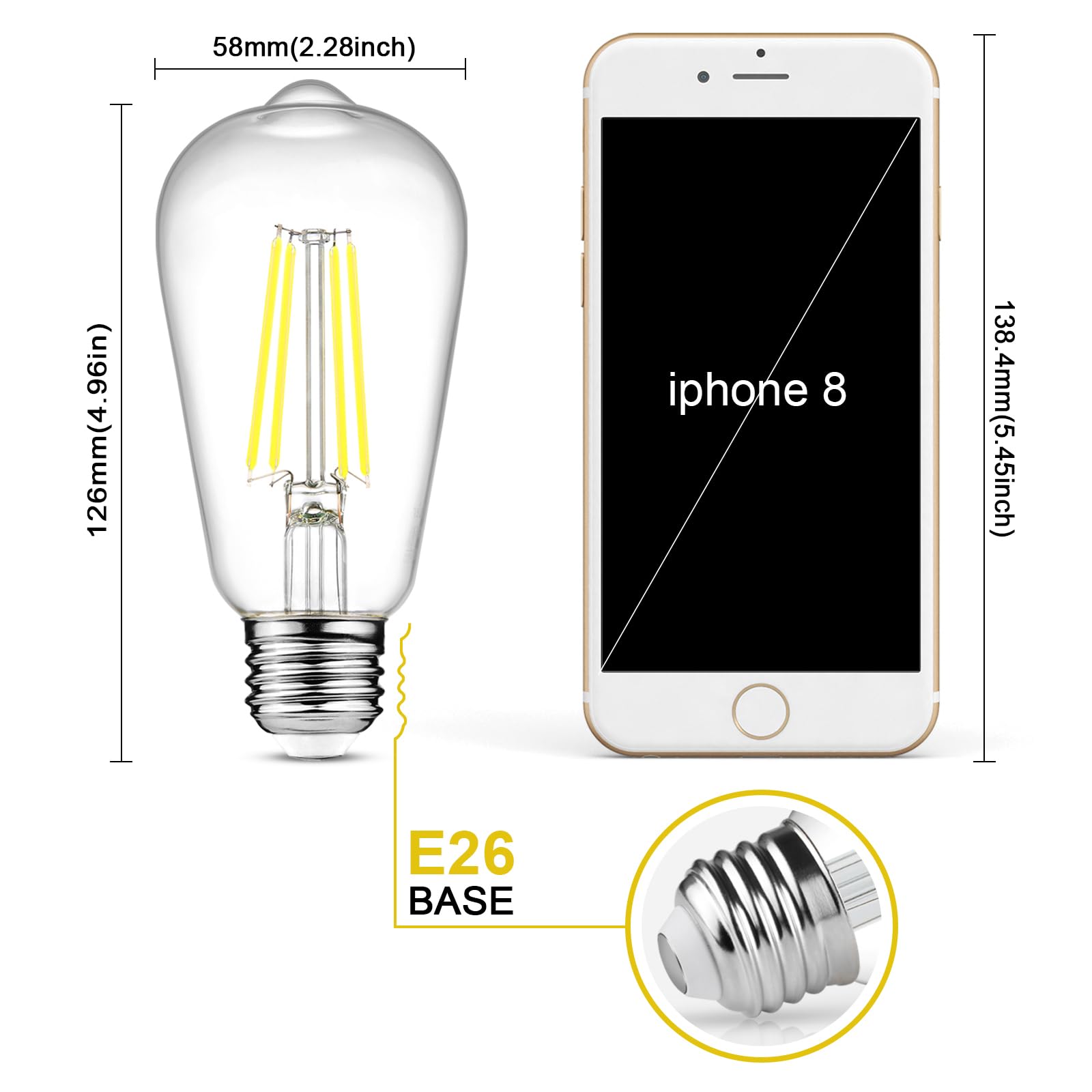 Ascher 60W-equivalent LED Edison bulbs save energy with a classic glow.