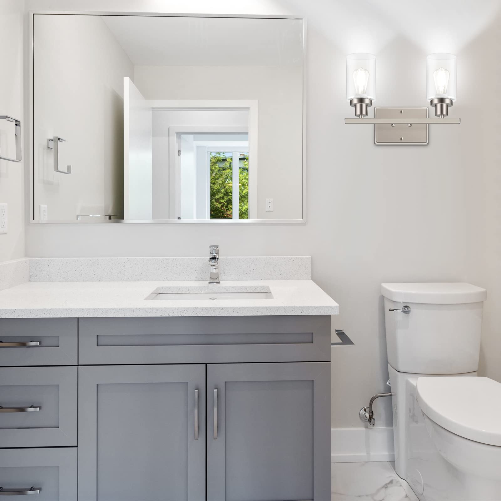 Ascher bathroom vanity light glass shade provides bright vanity lighting