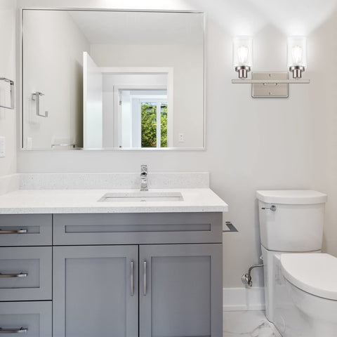 Ascher bathroom vanity light glass shade provides bright vanity lighting