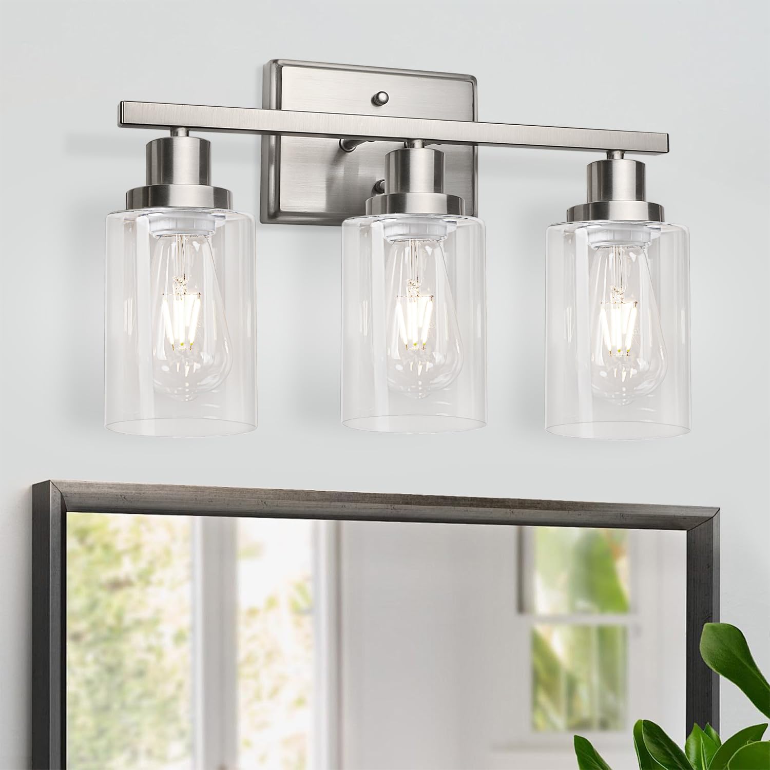Brushed nickel finish adds durable, stylish touch to hallways and baths.