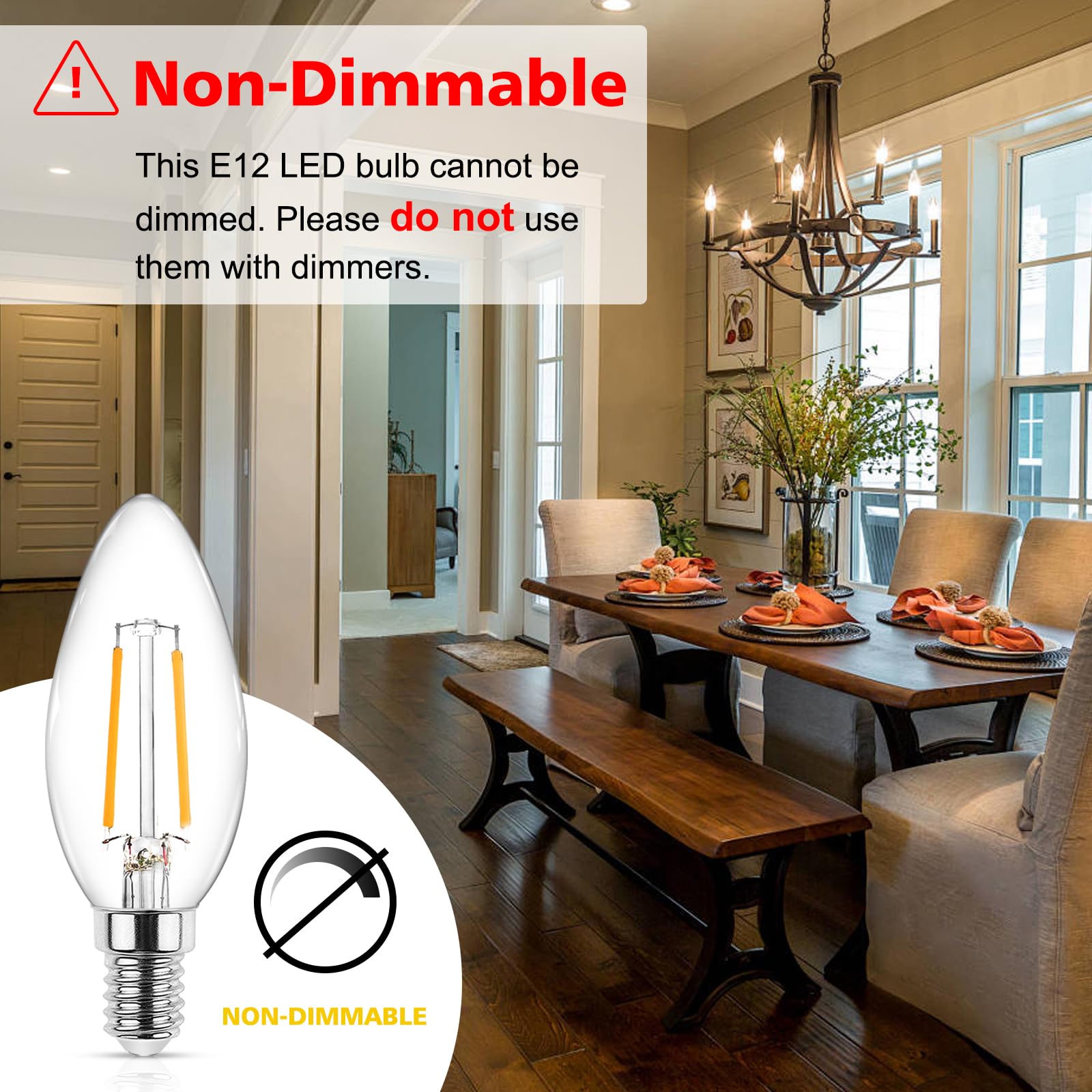 Ascher E12 LED bulb for wall sconces with true colors under warm light