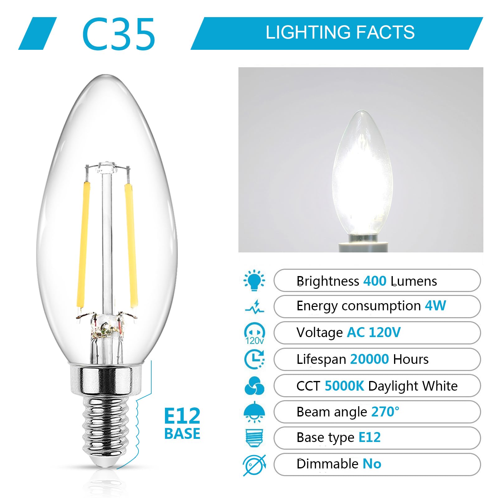 Ascher Classic E12 LED Candelabra Bulbs brighten kitchen fixtures with even task lighting