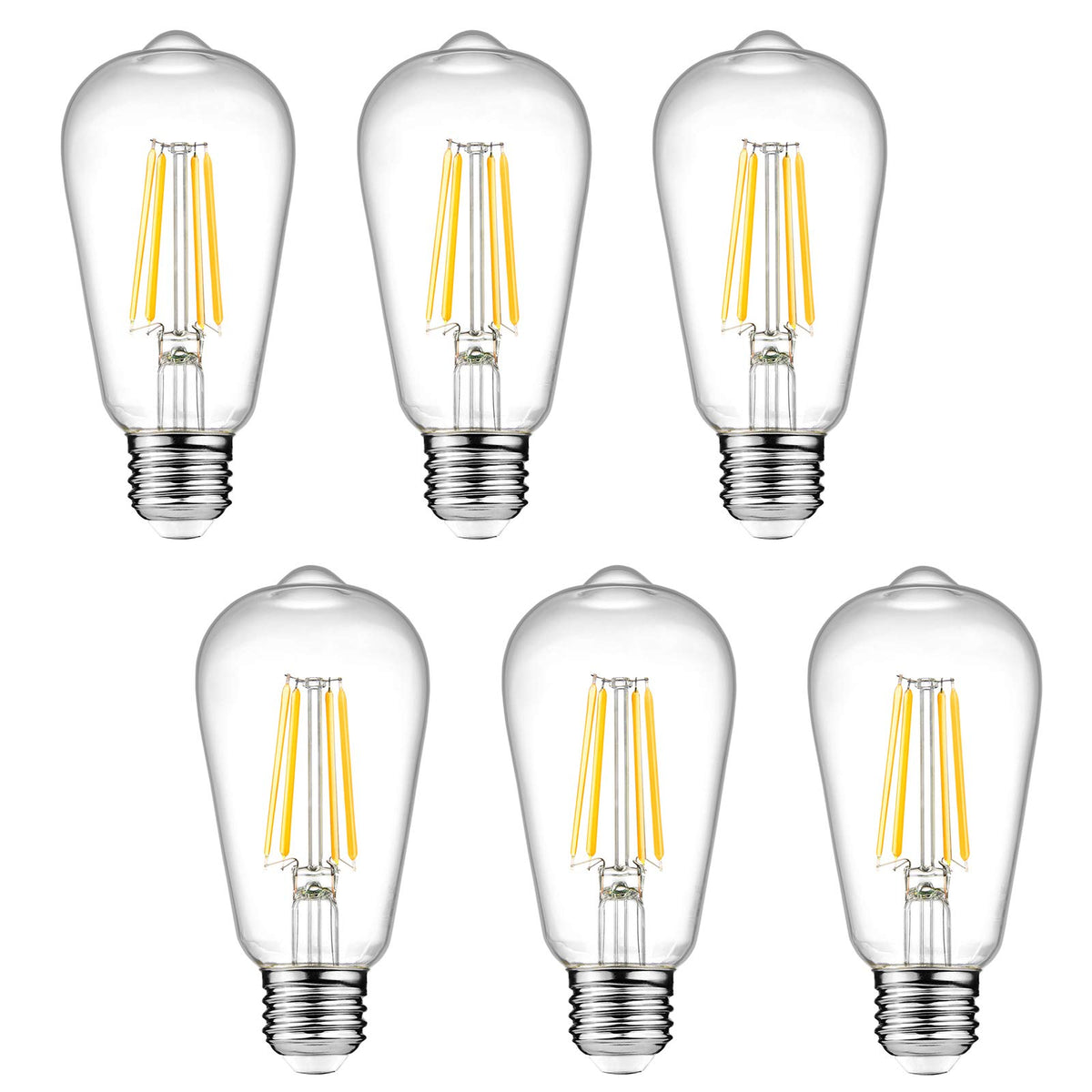 Ascher dimmable vintage LED Edison bulb in clear glass with E26 base for warm ambient lighting