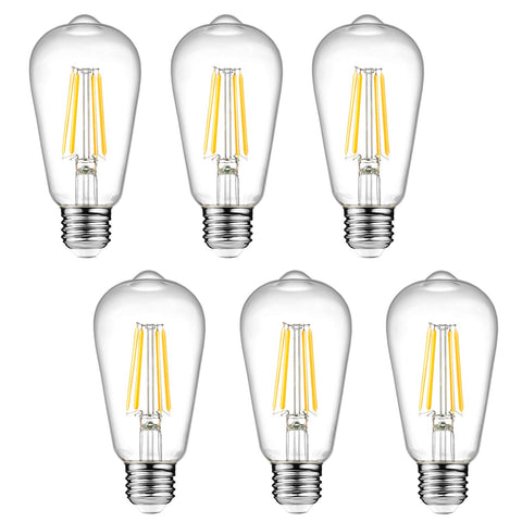 Ascher dimmable vintage LED Edison bulb in clear glass with E26 base for warm ambient lighting