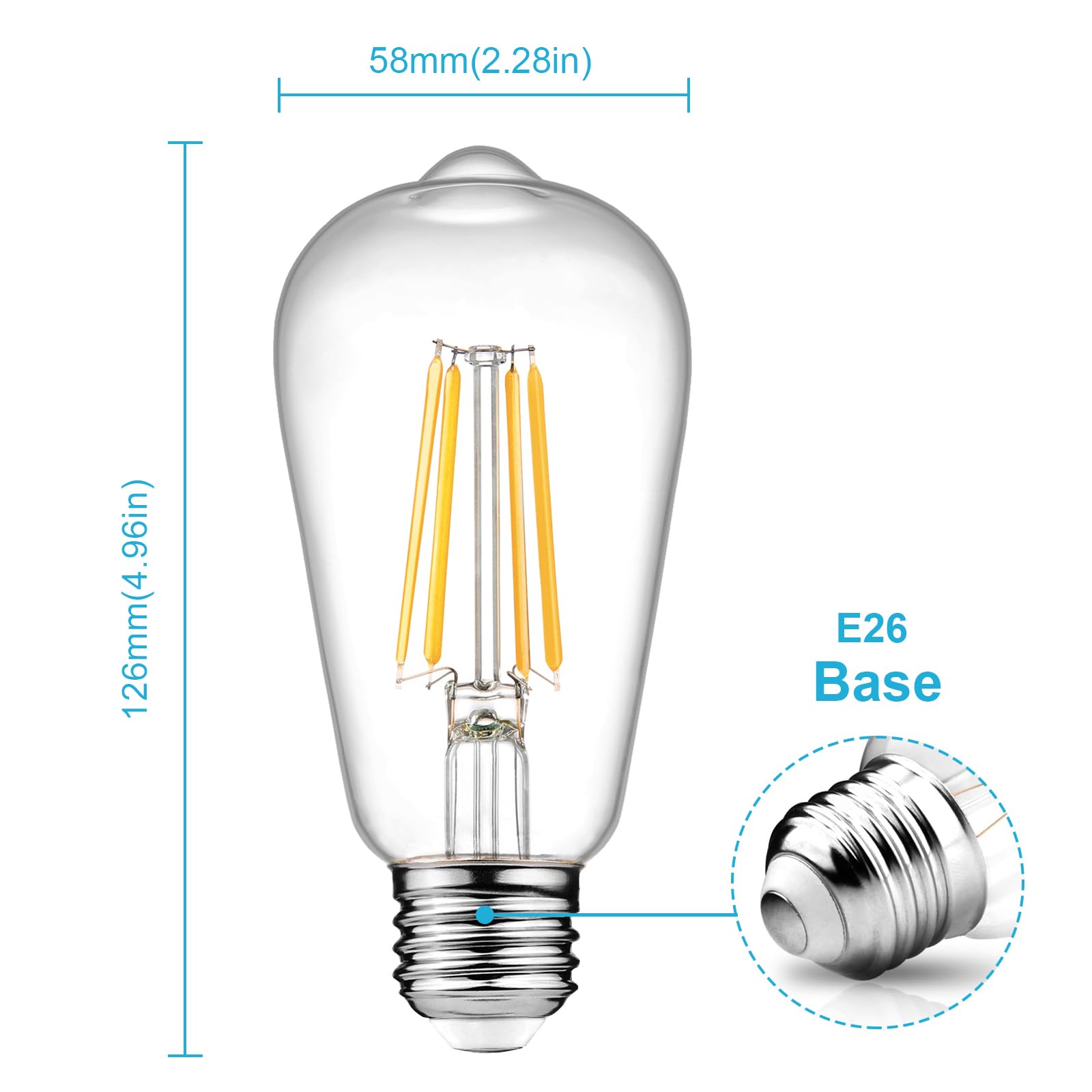 Ascher dimmable vintage Edison bulb in clear glass, ideal for chandeliers with soft glow