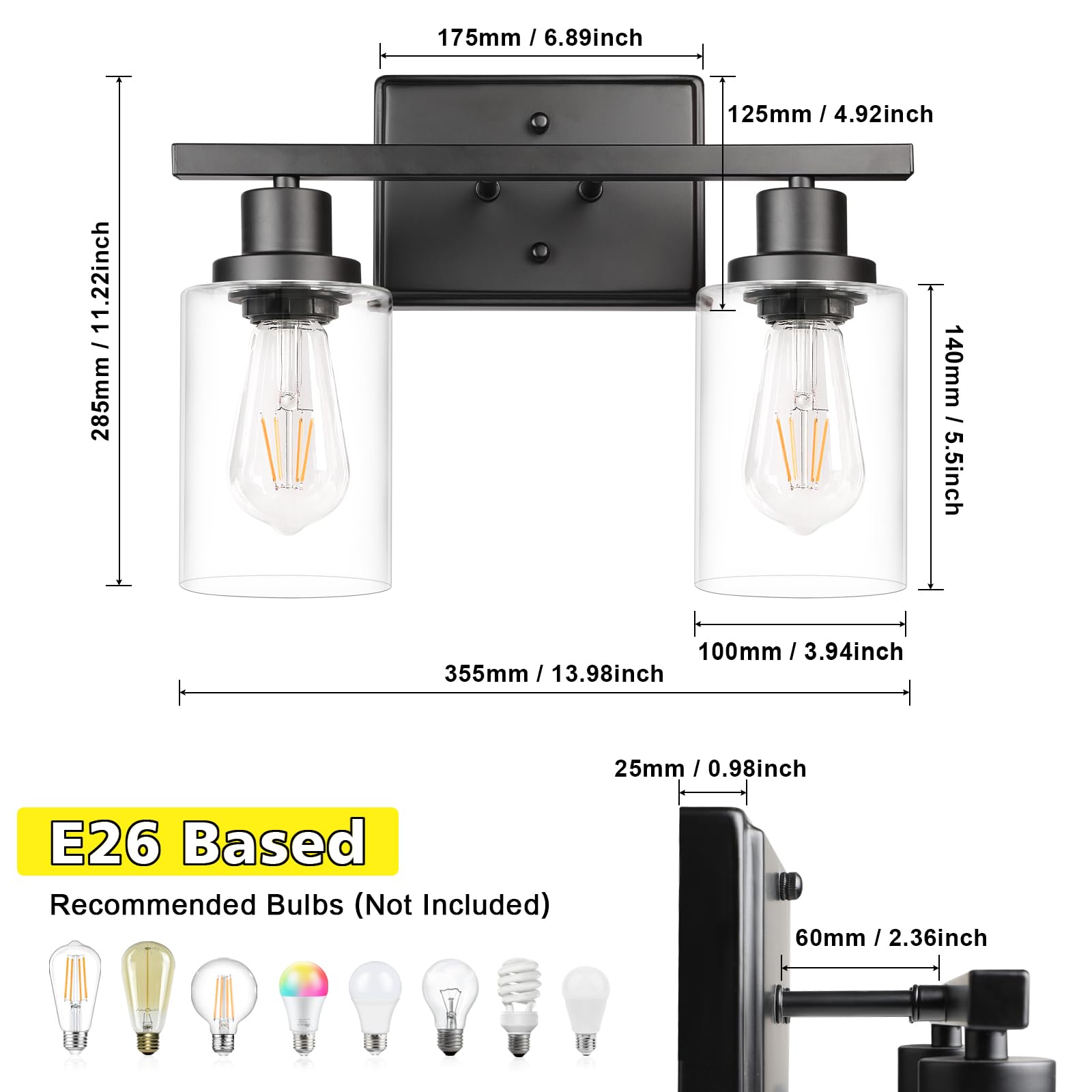 Ascher 2-light fixture suitable for dining and living areas with balanced lighting.