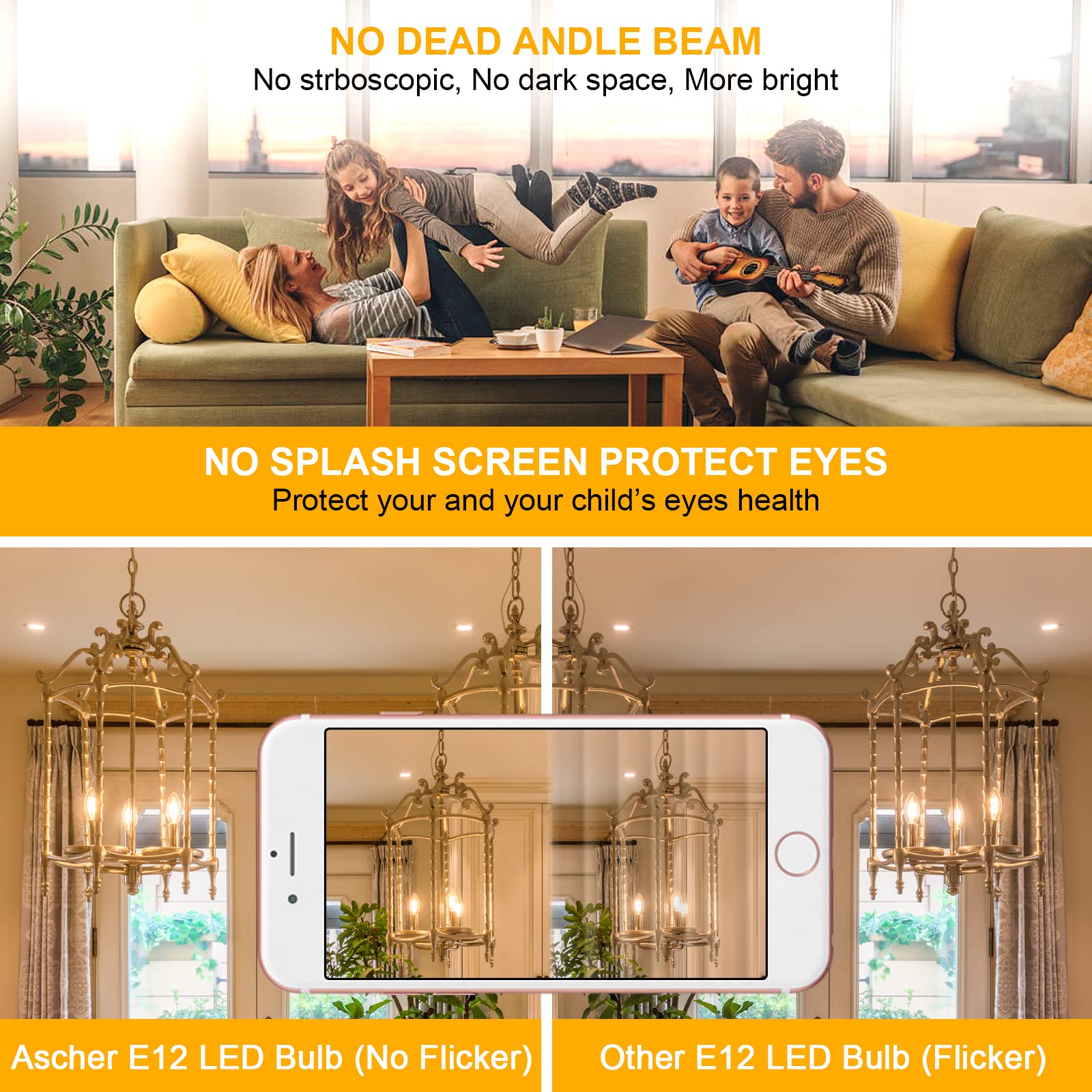 Ascher E12 filament bulbs in dining room setup offering inviting ambiance.