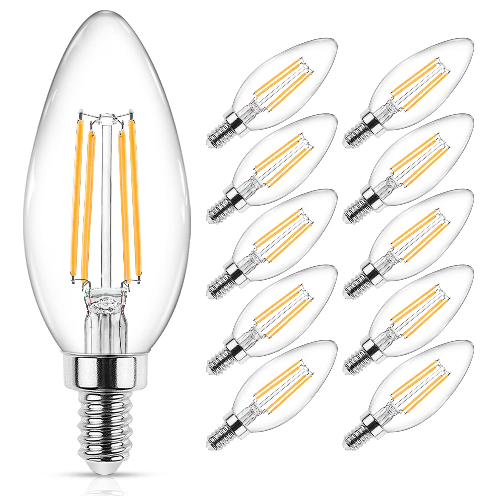 Ascher E12 LED filament bulb pack front view for energy-efficient lighting.