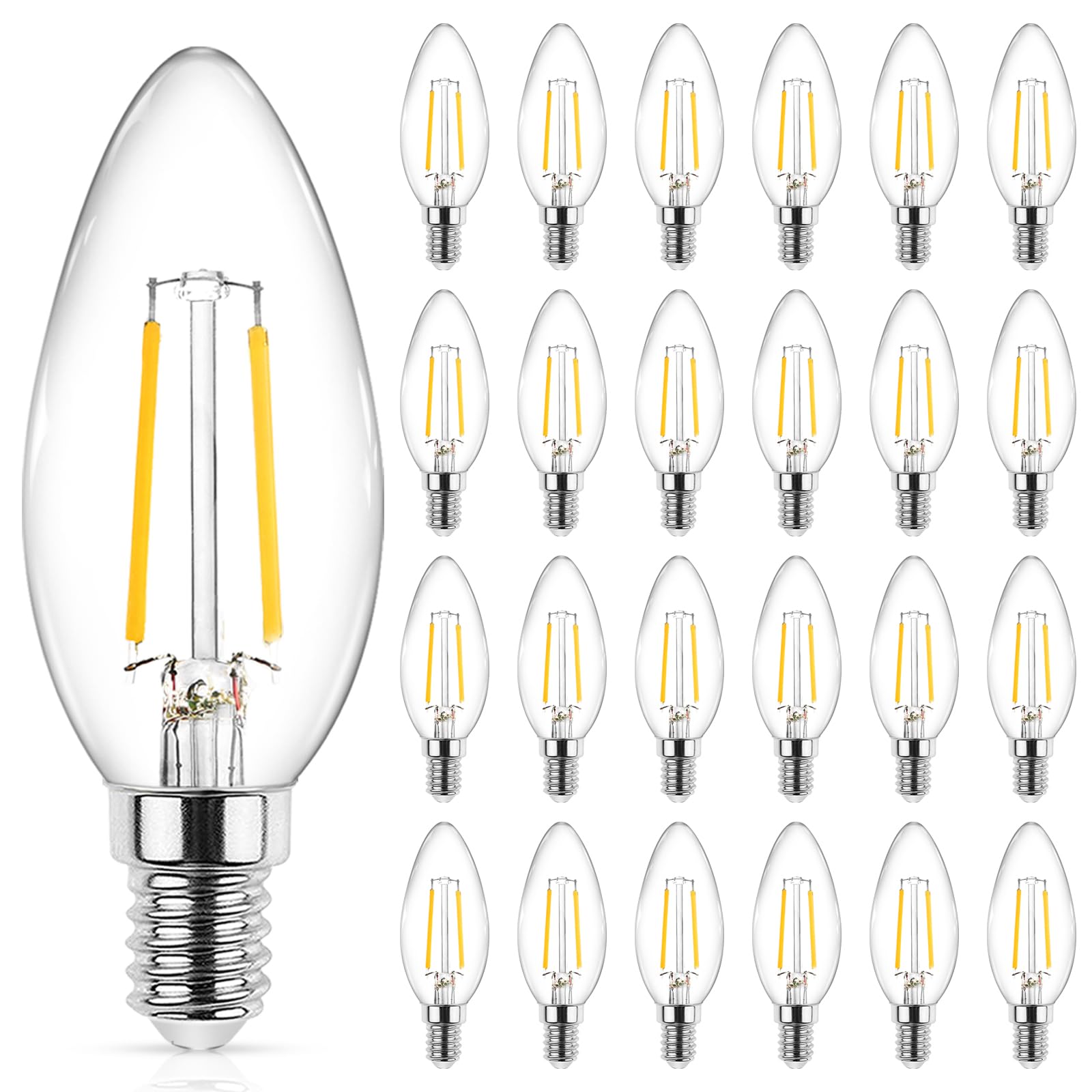 Ascher E12 LED classic candelabra bulb with glass for elegant chandeliers.