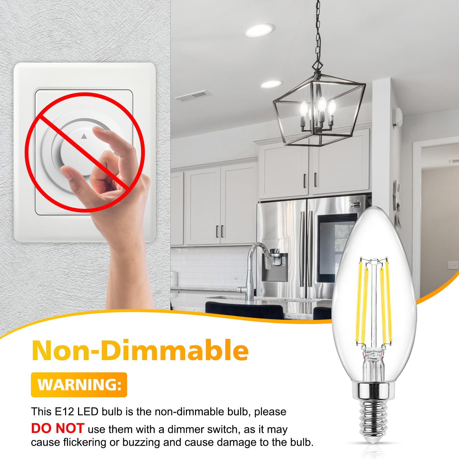 Ascher E12 LED filament bulb daylight 5000K for bright rooms