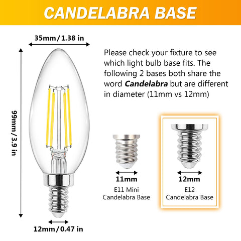 Ascher E12 LED filament bulb 60W-equivalent brightness for fixtures