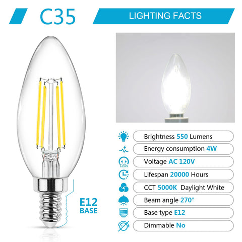 Ascher E12 LED filament bulb close-up with clear glass and vintage look