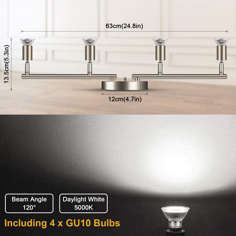 Ascher includes four GU10 LED bulbs for bright energy-efficient lighting.