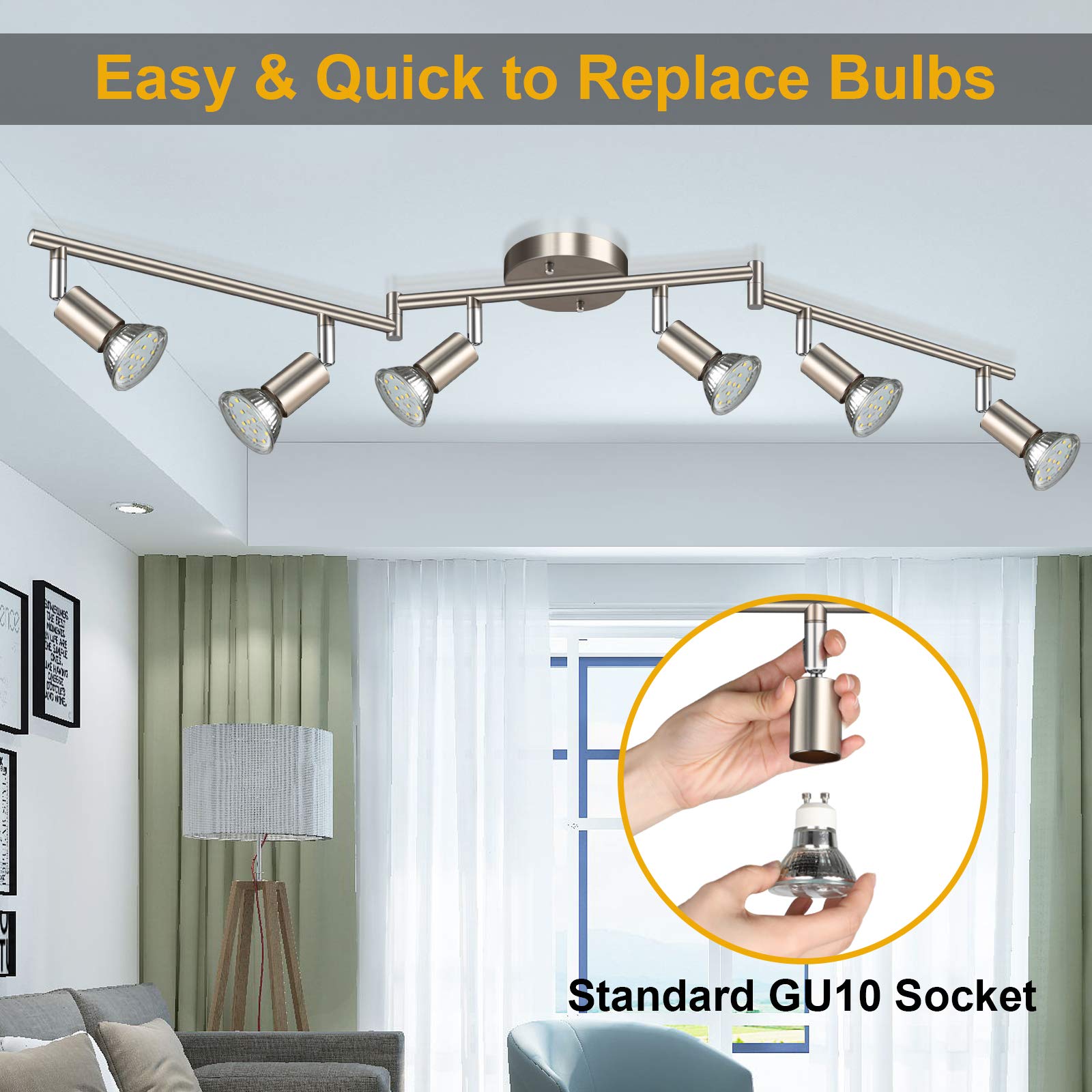 Ascher included GU10 bulbs provide bright daylight white light and efficiency