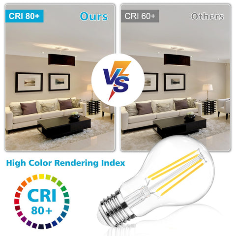 Ascher LED filament bulb in living room creating warm, inviting ambiance