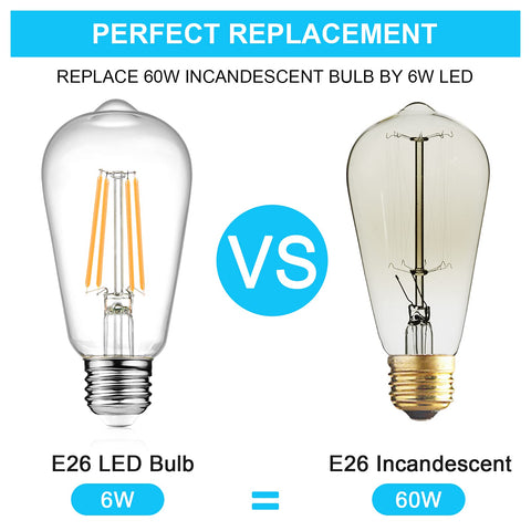 Ascher LED filament bulb lasts over 20,000 hours for fewer replacements.