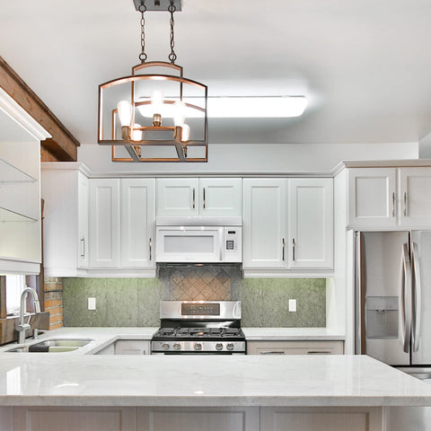 Ascher pendant lighting with Edison bulbs for warm focal points
