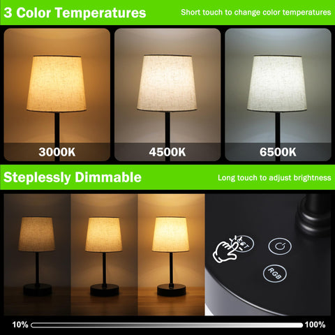 Ascher small cordless table lamp 6500K daylight imitates daytime for tasks