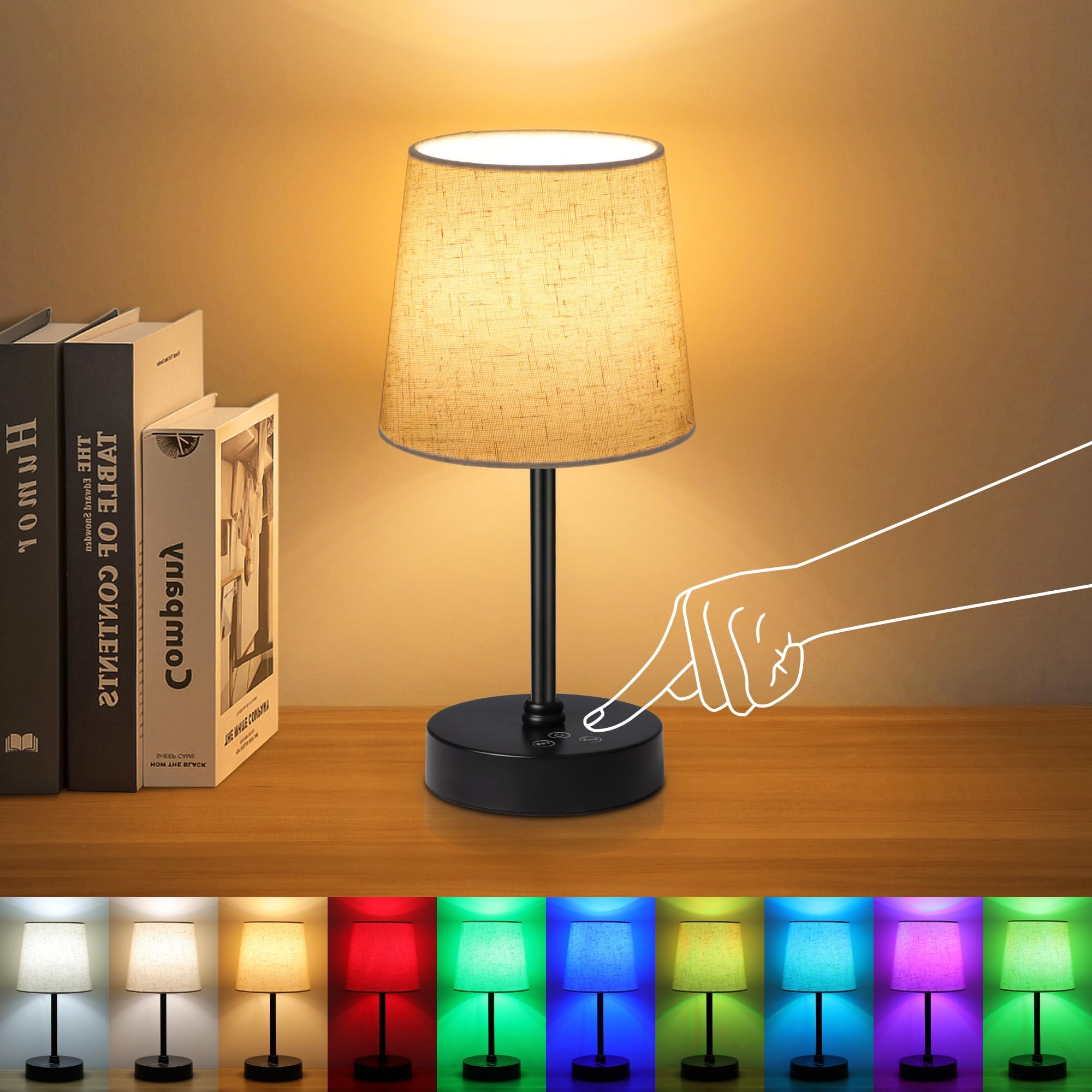 Ascher small cordless table lamp RGB lighting enhances ambience in dining or bedroom