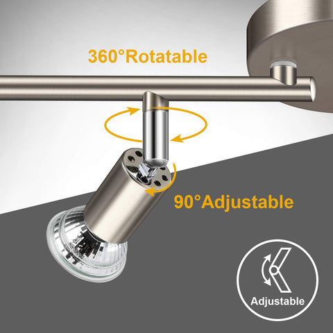Ascher track heads rotate 360 degrees for flexible ceiling lighting.