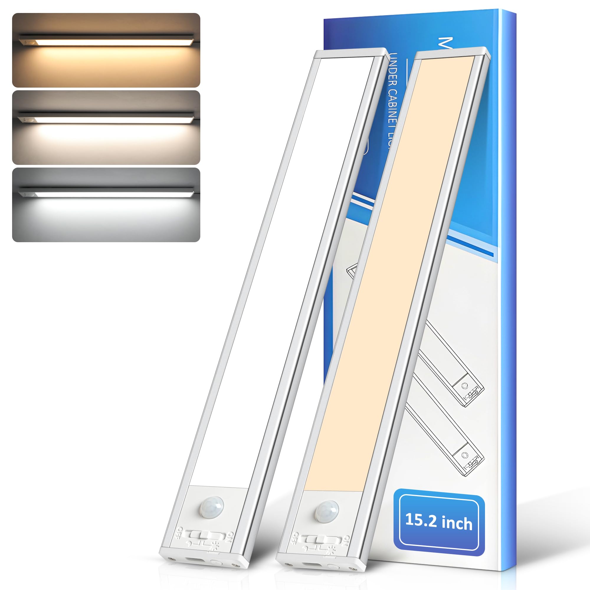 Ascher under-cabinet lights in a two-pack for bright kitchen prep