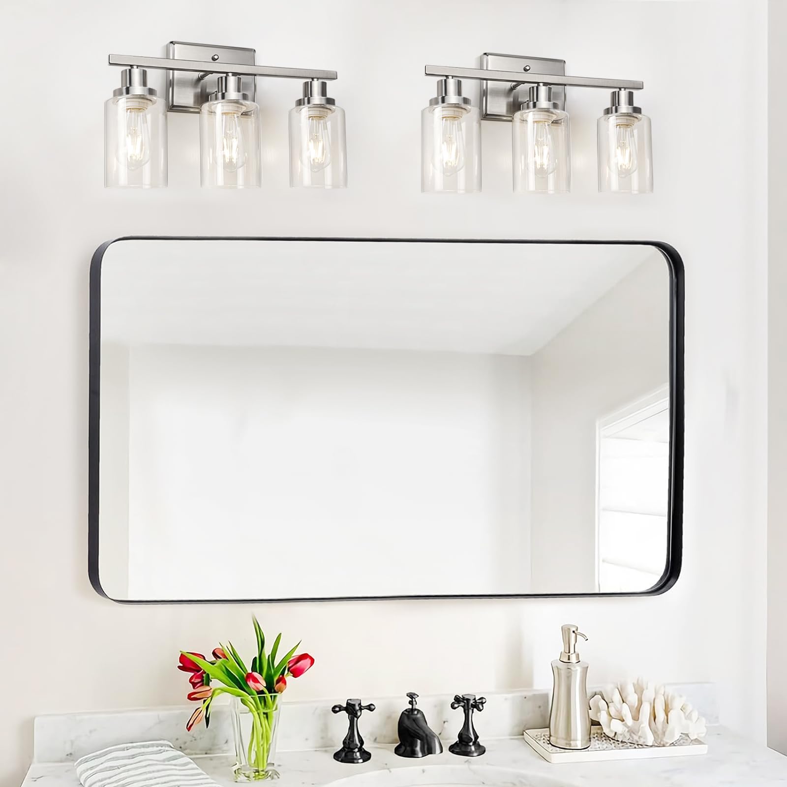 Vanity light can be mounted up or down to fit your wall layout.