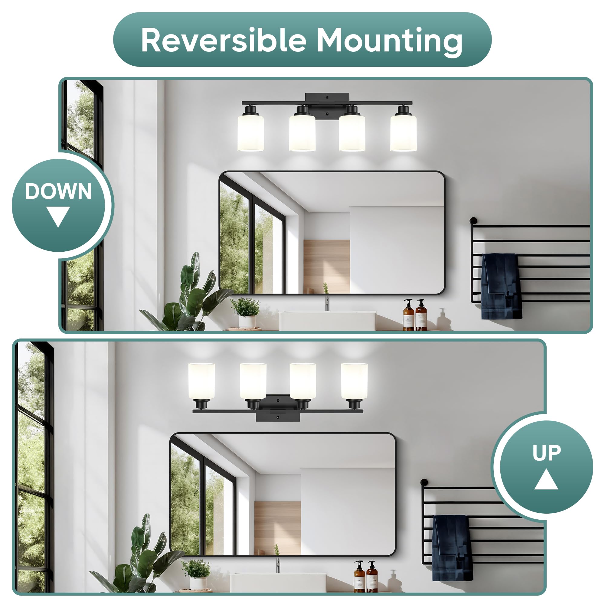 Ascher vanity light above a mirror creates a sophisticated dressing area.