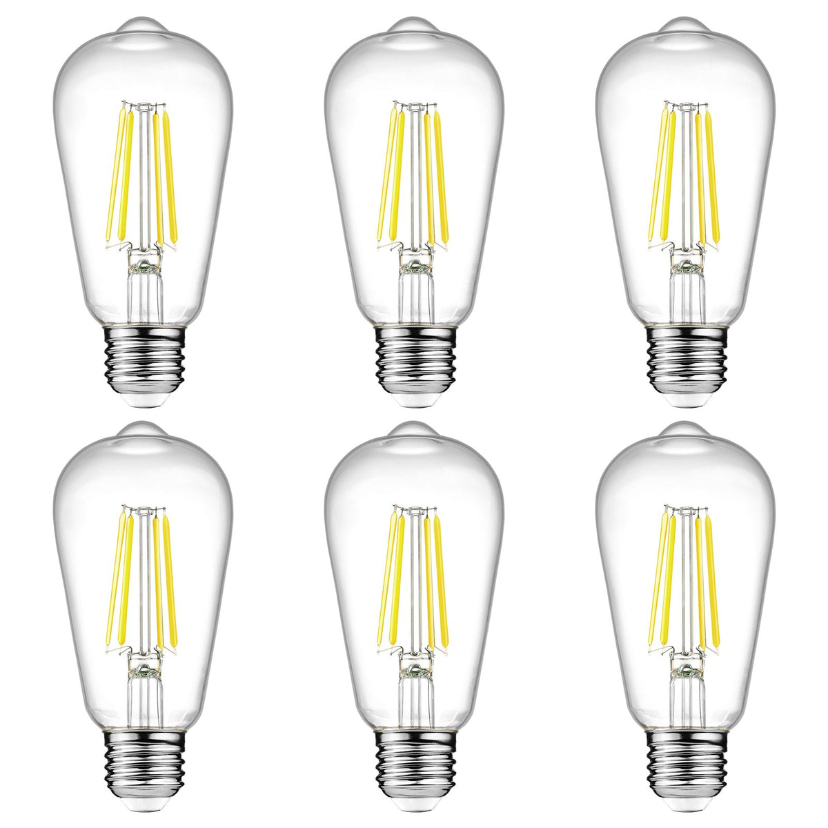 Ascher vintage LED Edison bulbs in a six-pack for stylish spaces