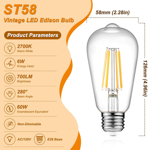 Ascher 60W-equivalent LED filament bulb lighting a stylish living area.