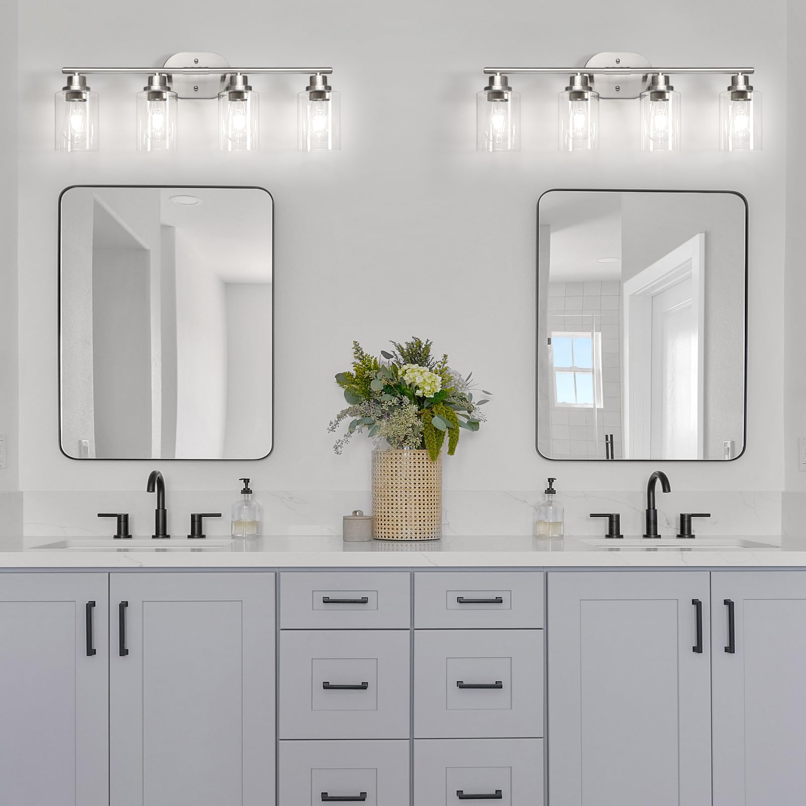 Ascher vanity light provides wide wall coverage for mirrors and compact spaces
