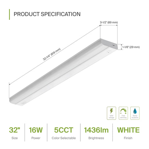 ASD under-cabinet light at 2700K warm white for cozy kitchen ambiance.