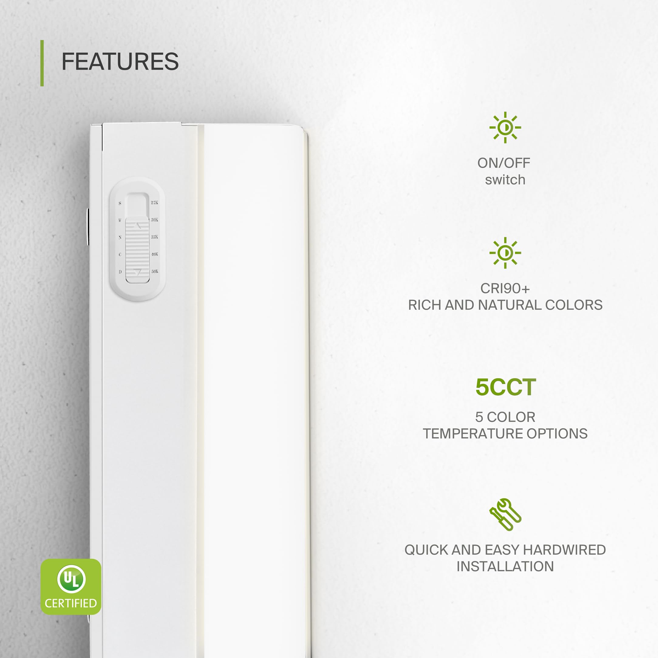 ASD under-cabinet light at 3000K warm neutral white for versatile tasks.