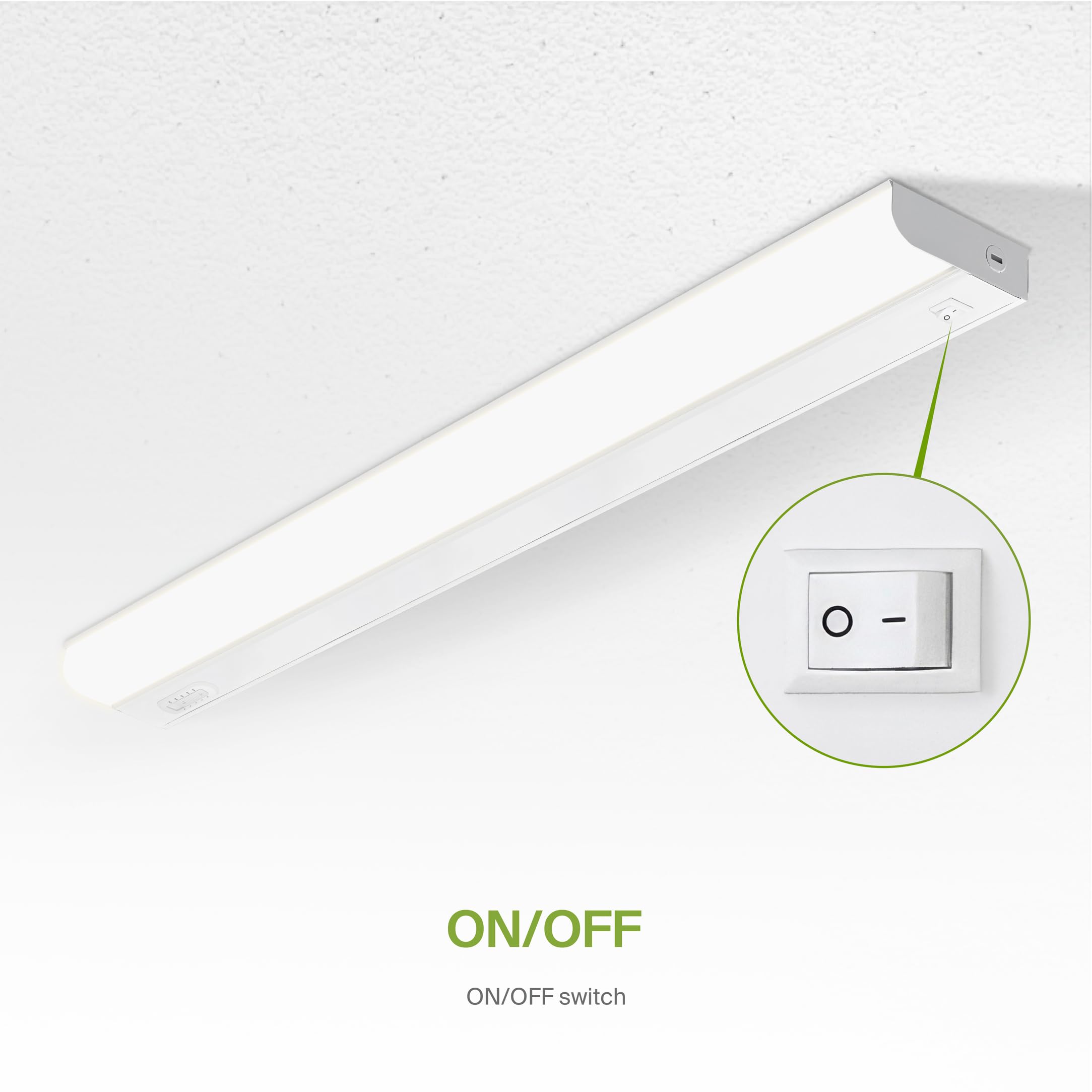 ASD under-cabinet light at 3500K neutral white for balanced lighting.