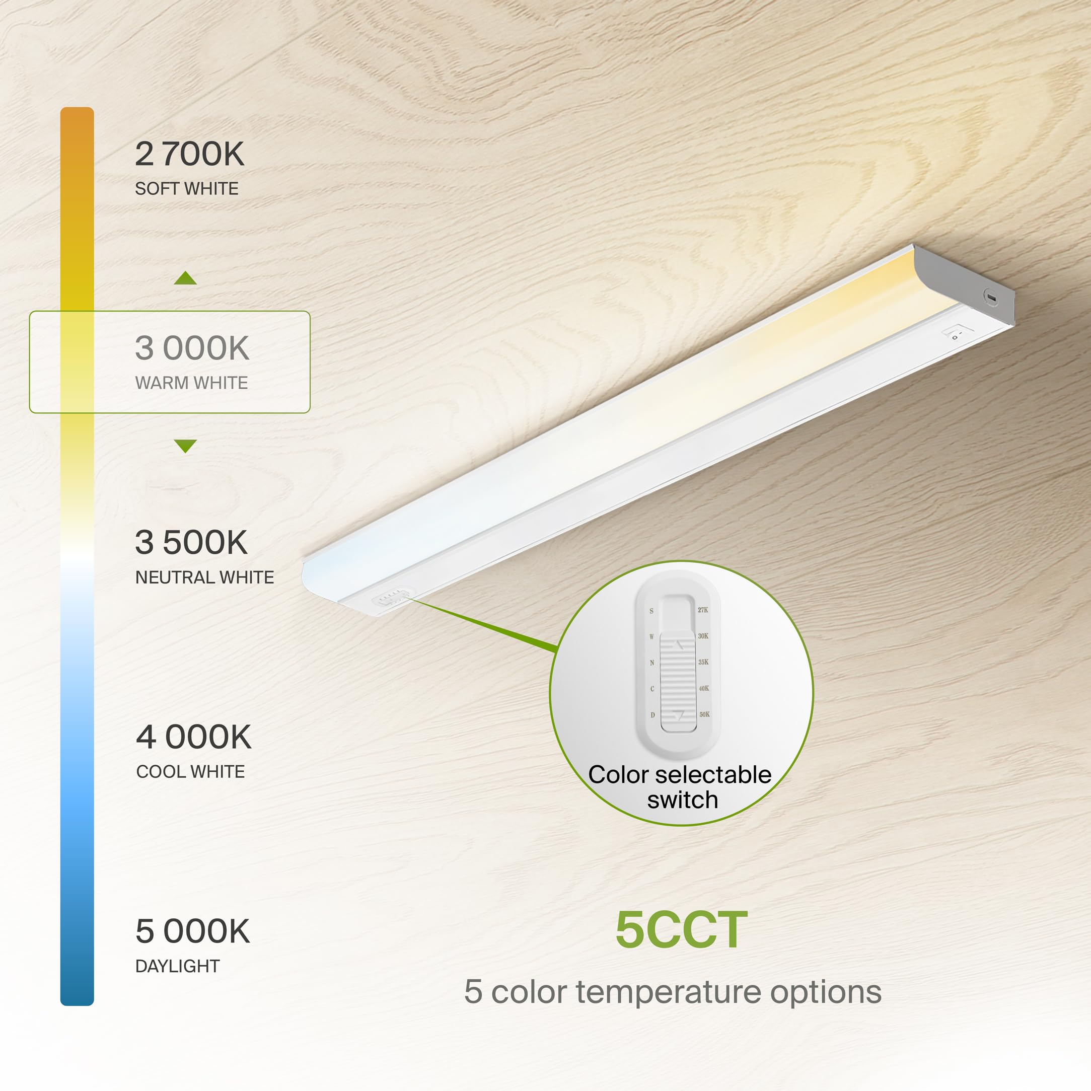 ASD under-cabinet light at 4000K cool white for bright prep areas.