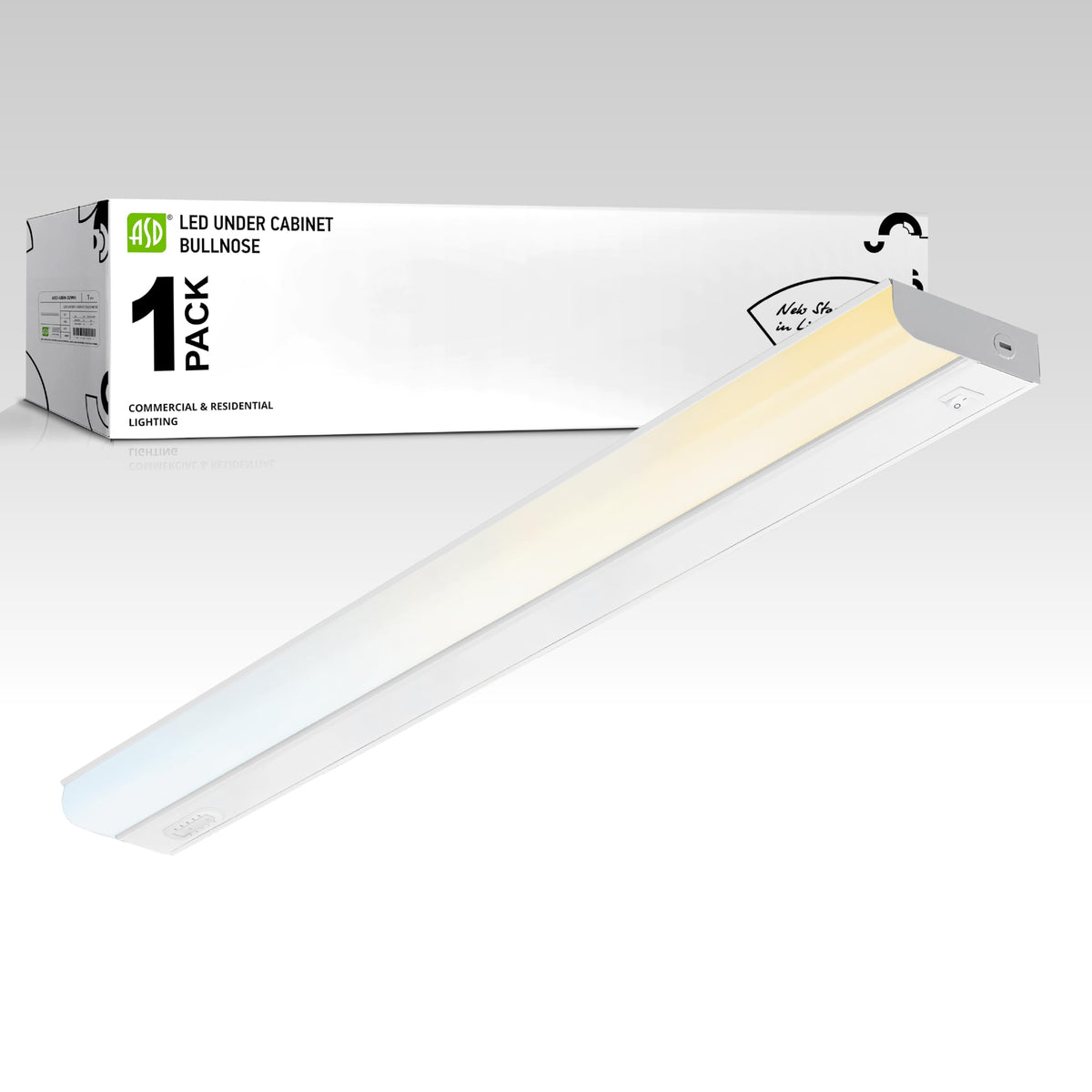 ASD 32-inch under-cabinet light with switch for easy on/off task lighting.
